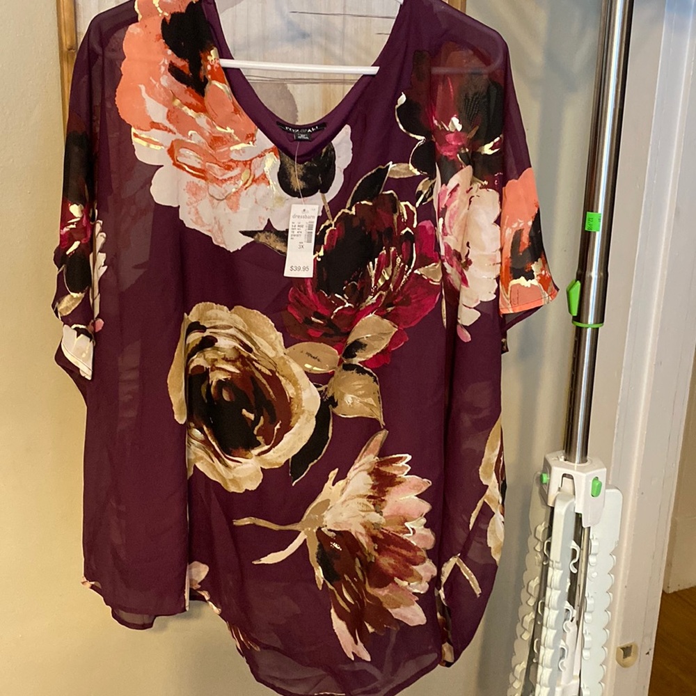 Women’s size 3x roz & ALI from Dressbarn plum floral blouse